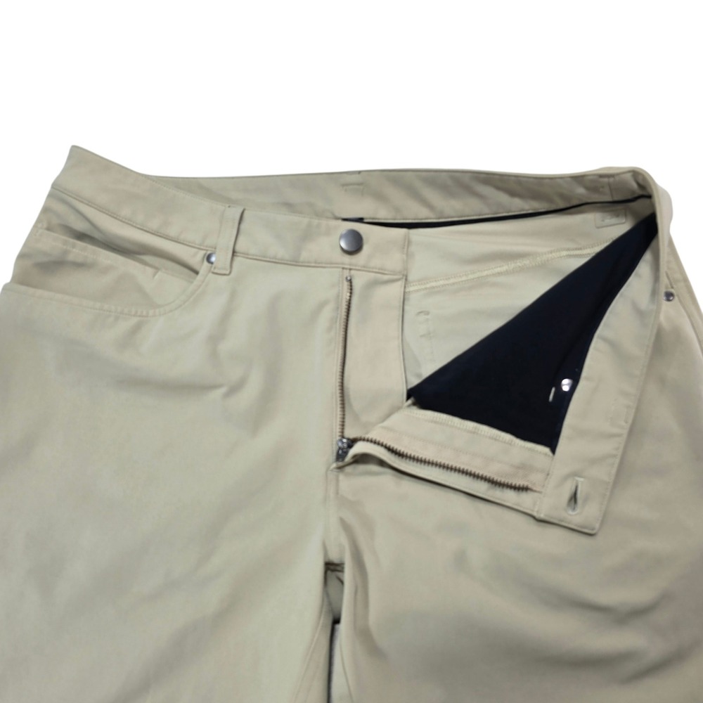 Lululemon Commission Pant Slim Mens 33 Tan Khaki Polyester Golf Chino - Picture 5 of 9